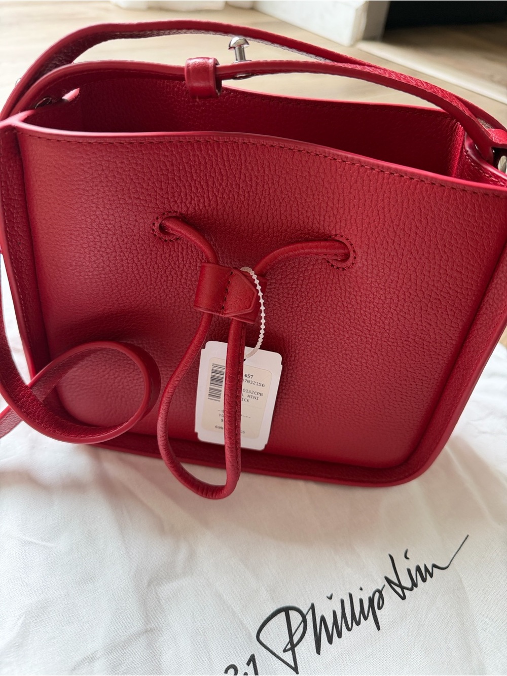 3.1 Phillip Lim Red Soleil Mini Bucket Drawstring Crossbody